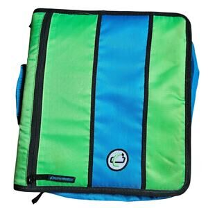 Blemished - Case-It Zip Tab D-252 - Classic Zipper 2" Binder - Neon Blue Green